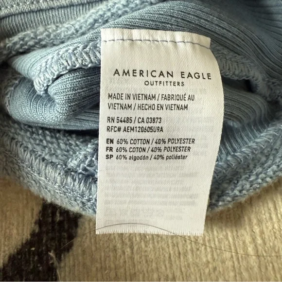 New American Eagle Outfitters Slate Blue V-Neck Hoodie - Picture 4 of 5